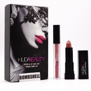НАБОР БЛЕСК + ПОМАДА HUDA BEAUTY 2 IN 1 - BOMBSHELL